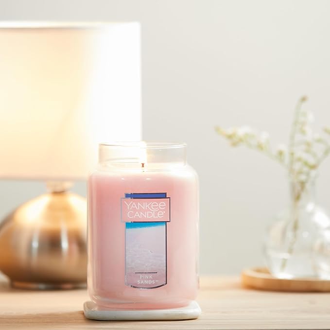 Yankee Candle Pink Sands Scented, Classic 22oz Large Jar Single Wick Candle, Over 110 Hours of Burn Time, Perfect for Creating Relaxing Atmosphere